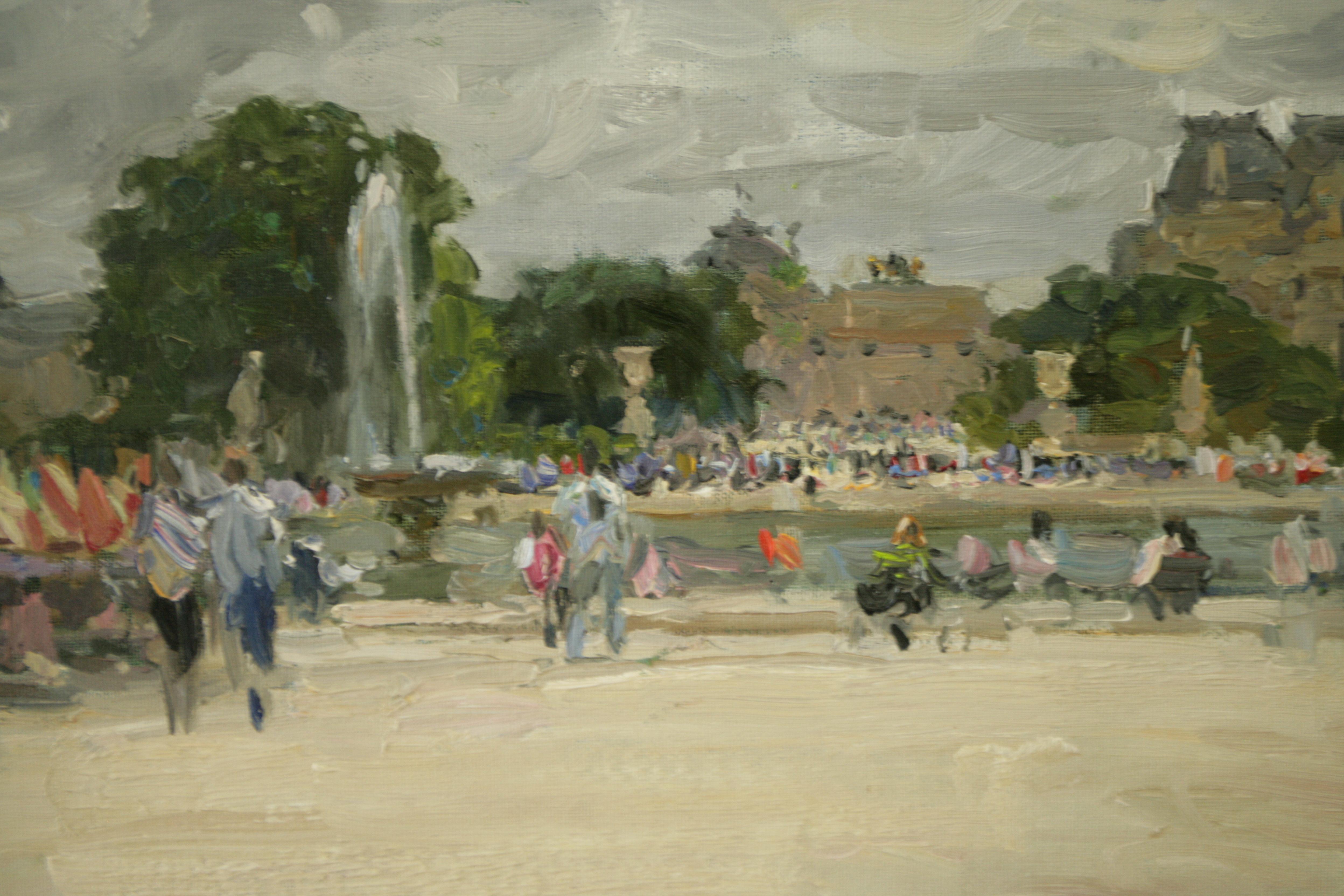 THE ROUND POND TUILLERRIES PARIS. YURI KROTOV  CONTEMPORARY RUSSIAN ARTIST - Painting by Yuri Krotov