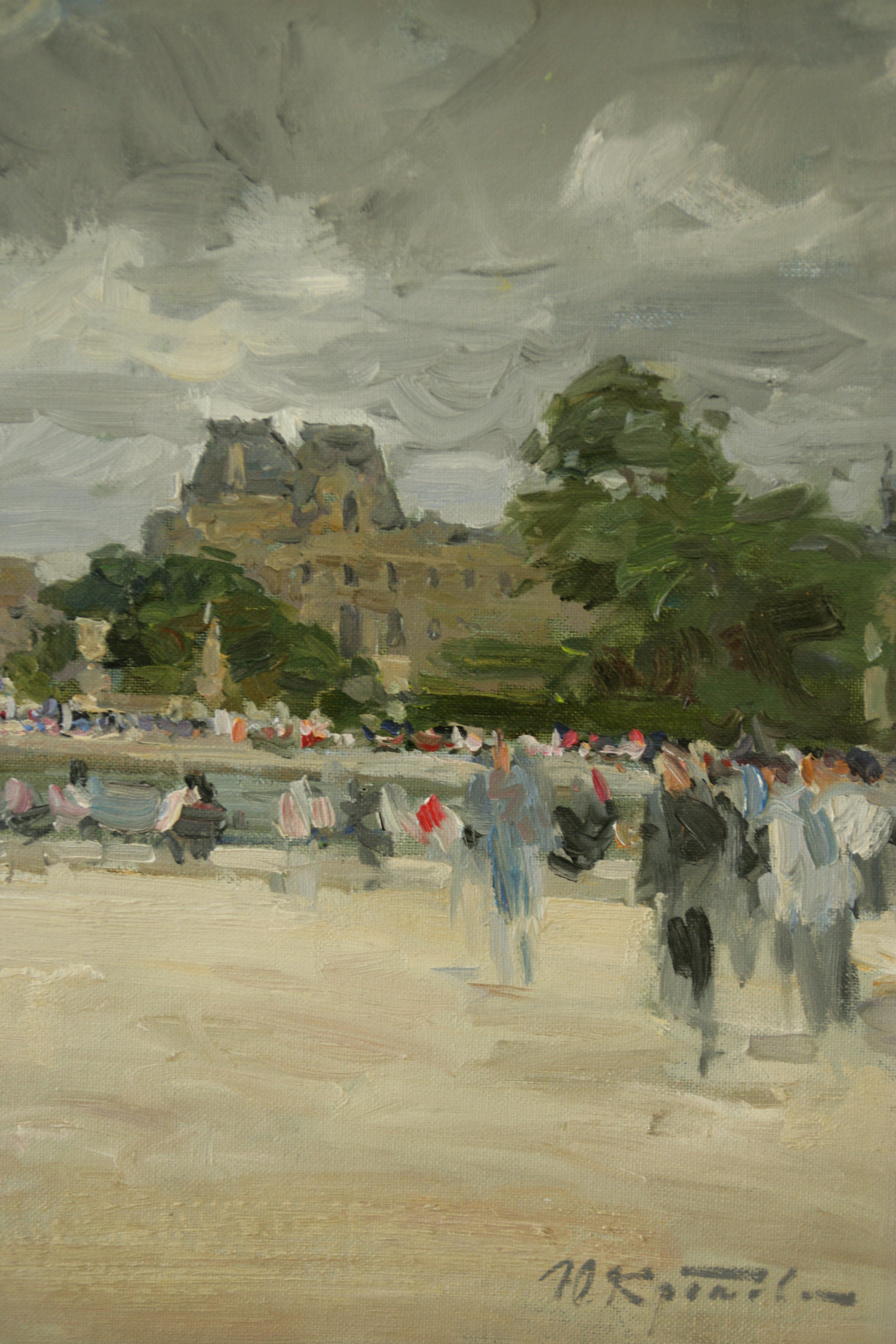 THE ROUND POND TUILLERRIES PARIS. YURI KROTOV  L'ARTISTE RUSSIAN CONTEMPORAIN en vente 1
