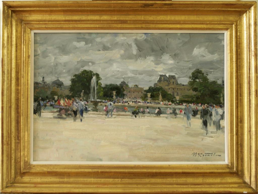 Landscape Painting Yuri Krotov - THE ROUND POND TUILLERRIES PARIS. YURI KROTOV  L'ARTISTE RUSSIAN CONTEMPORAIN