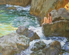 WAITING THE BIG WAVE, , , Yuri Krotov 1964  Russian impressionist