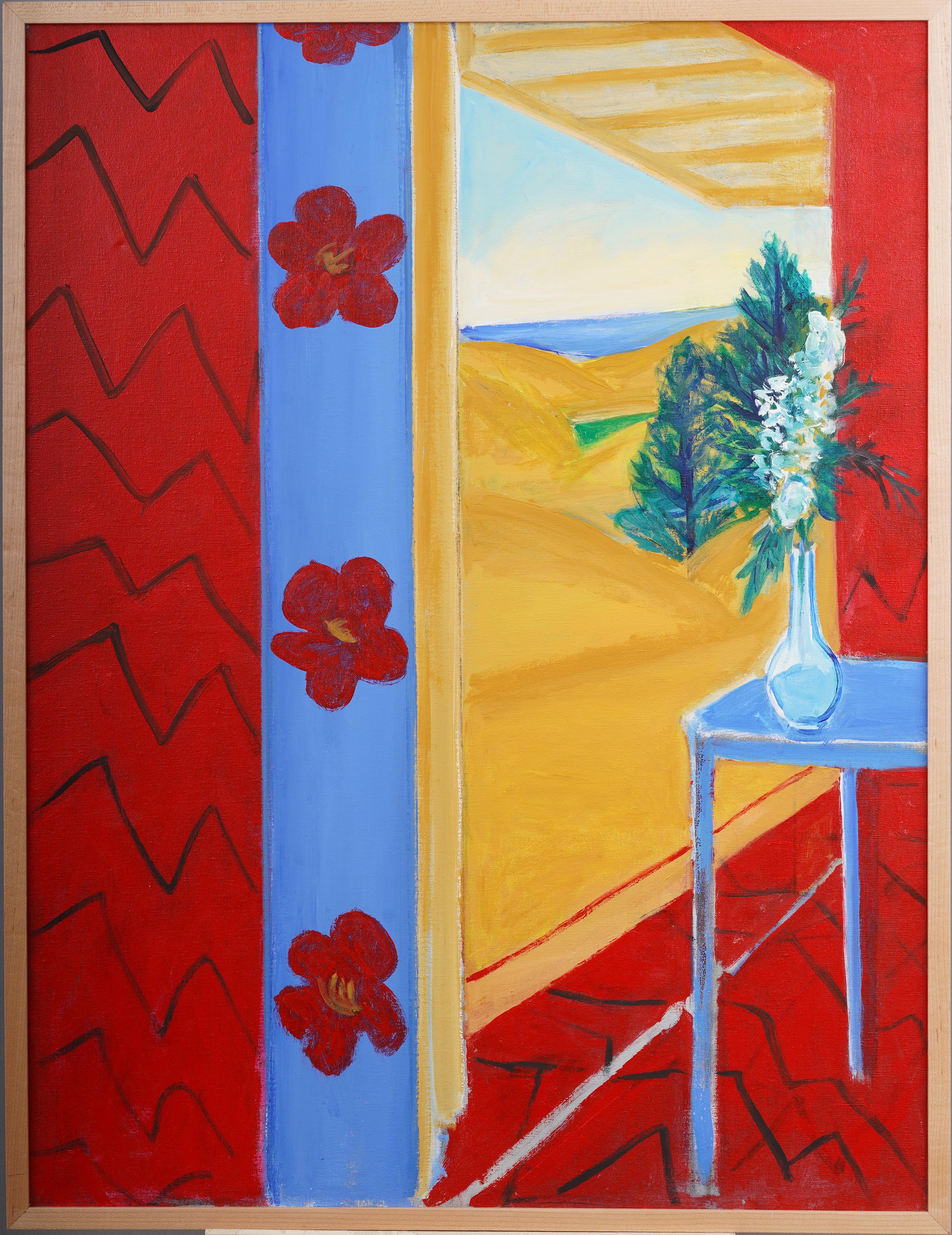 Antico Japanese School Modernista Scena di spiaggia Pittura ad olio astratta - Painting di Yuri Mason