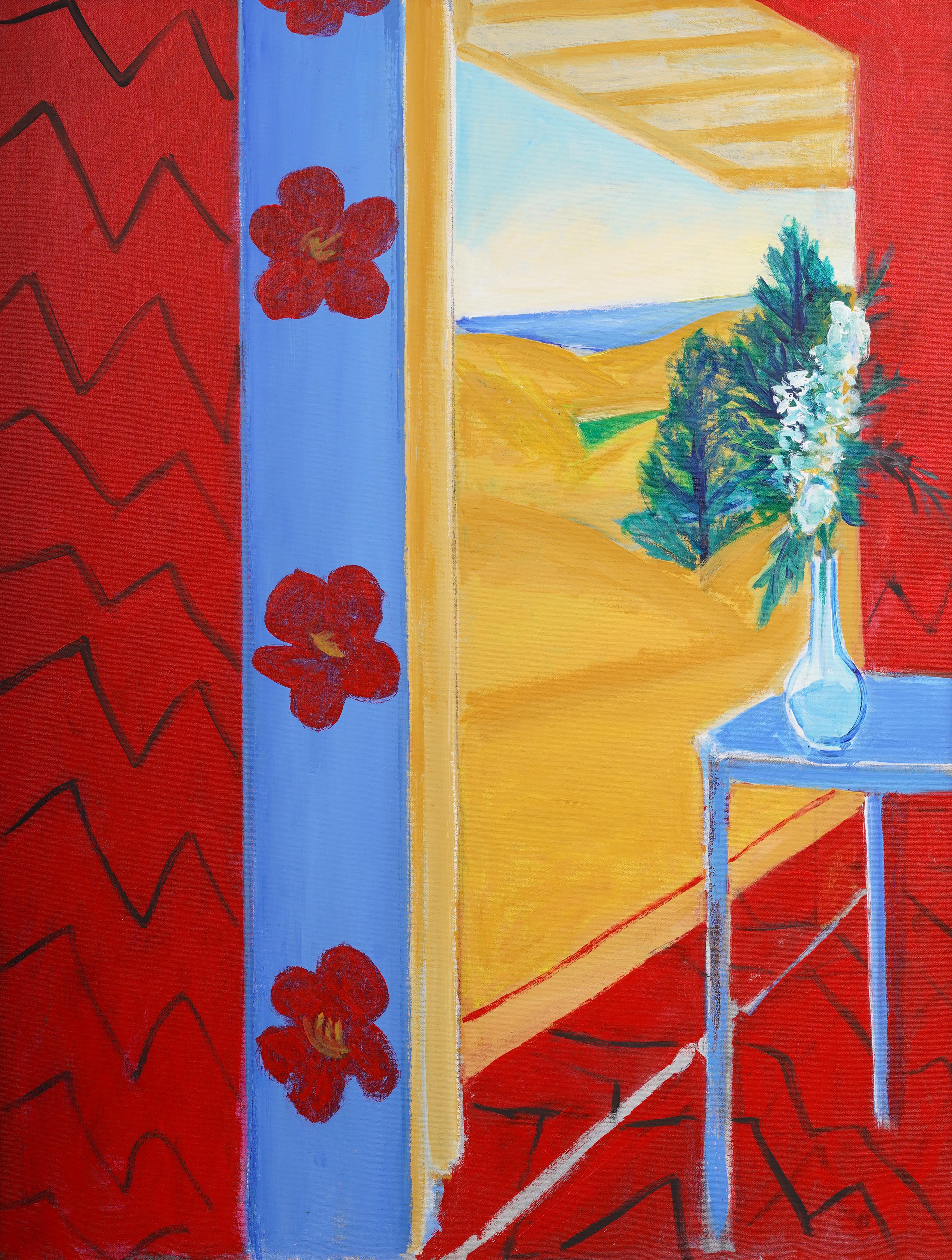 Antico Japanese School Modernista Scena di spiaggia Pittura ad olio astratta - Painting Moderno di Yuri Mason