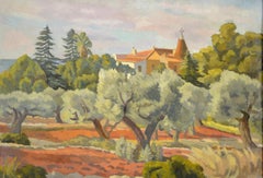 Vue de Provence - 1930's Impressionist South France Landscape Oil Painting