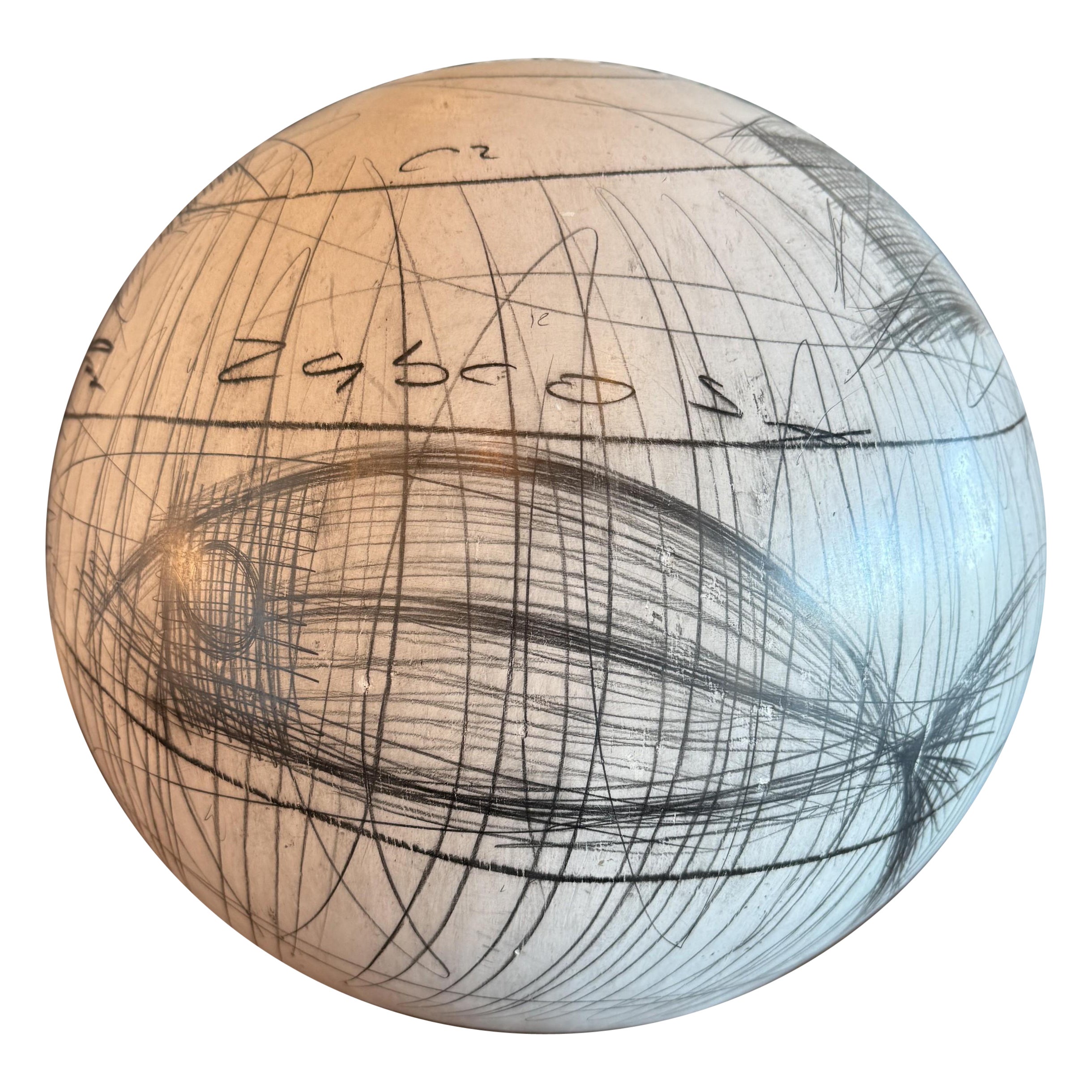 Yuri Zatarain Beige Charcoal Equation 
Diagram Design Decorative Sphere For Sale