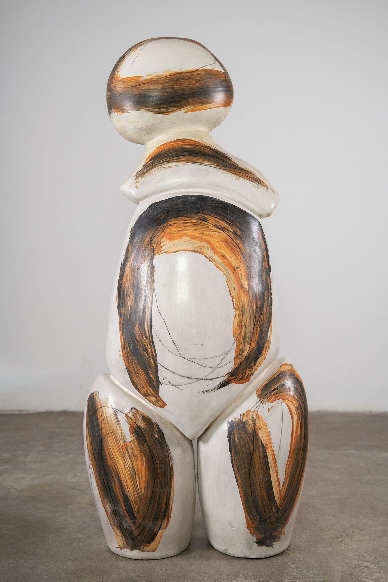 Modern Yuri Zatarain Ceramic Abstract Sculpture, Contemporary Mexican Anthropomorphism For Sale