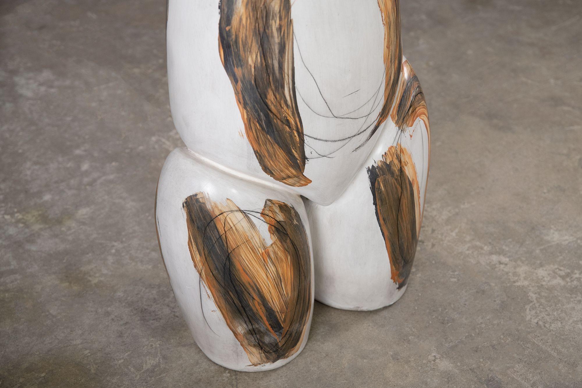 Glazed Yuri Zatarain Ceramic Abstract Sculpture, Contemporary Mexican Anthropomorphism For Sale
