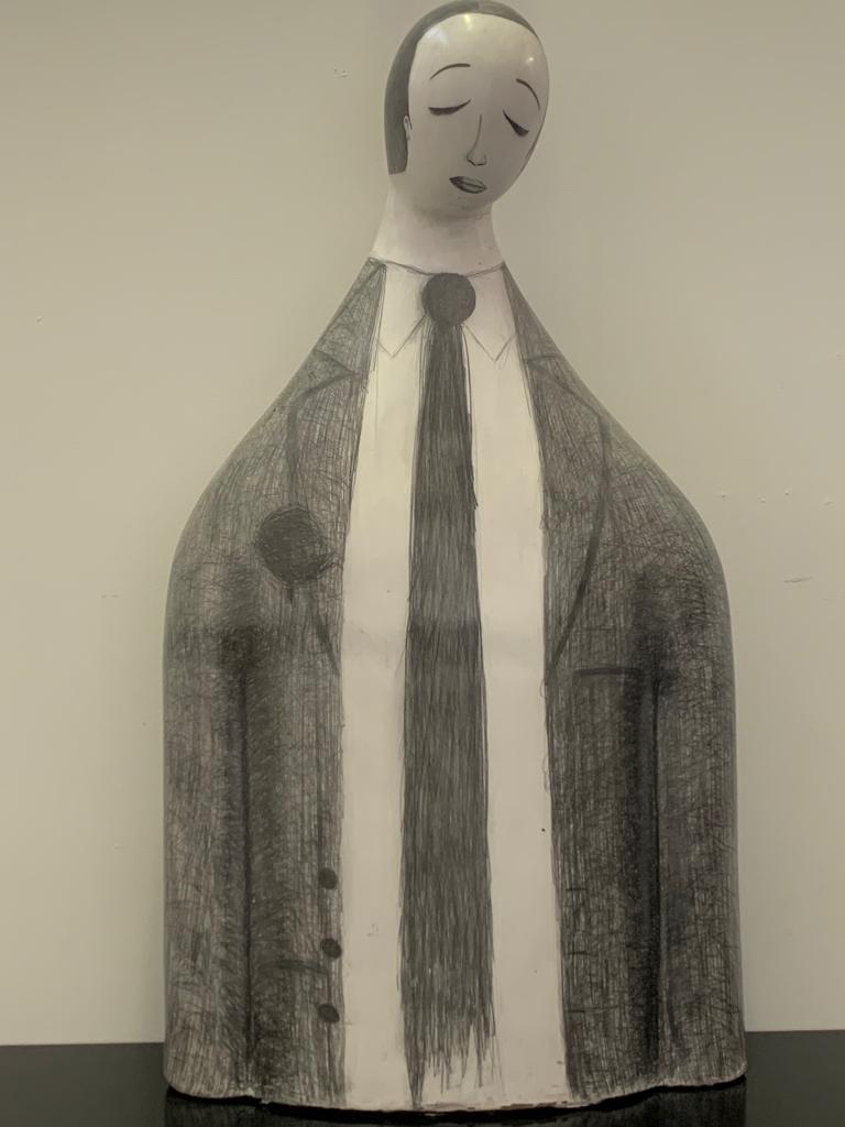 Yuri Zatarain, Thought of Love, terracotta and graphite, 2005 In Good Condition For Sale In Montelabbate, PU
