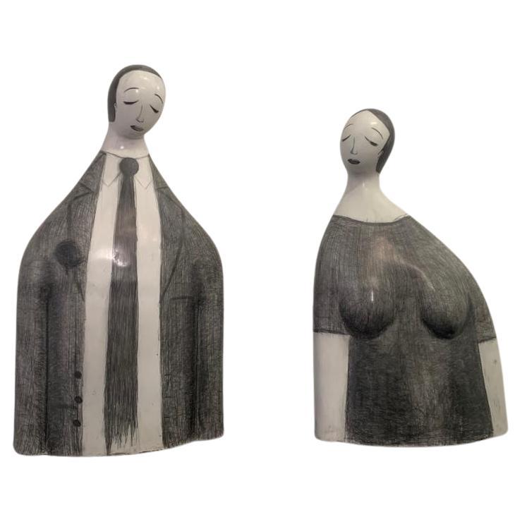 Yuri Zatarain, Thought of Love, terracotta and graphite, 2005 For Sale