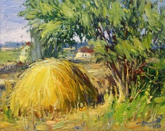 Russian Contemporary Art by Yuriy Demiyanov - Haystack under a tree