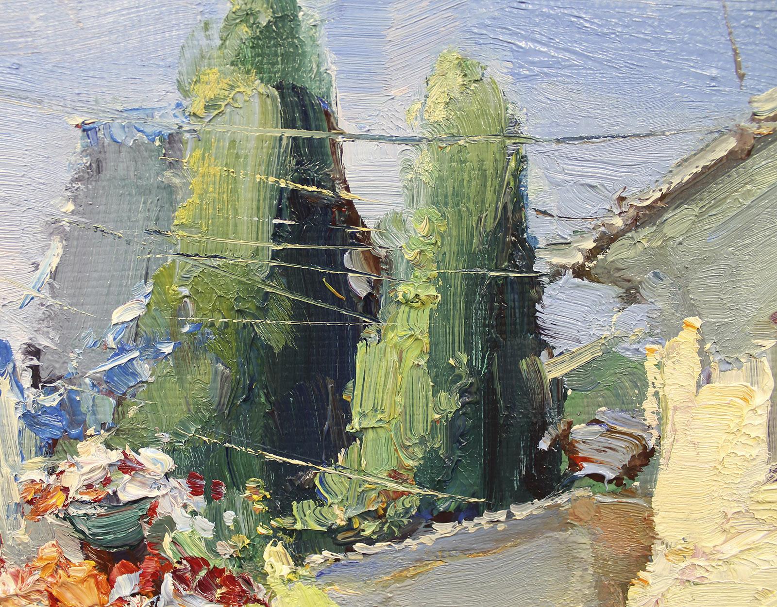 Russian Contemporary Art by Yuriy Demiyanov - Landscape with Cypresses For Sale 2