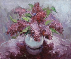 Russian Contemporary Art by Yuriy Demiyanov - Lilacs on a Table