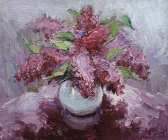 Russian Contemporary Art by Yuriy Demiyanov - Lilacs on a Table