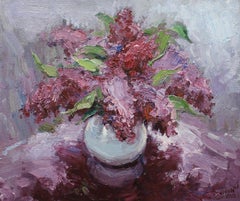 Art russe contemporain de Yuriy Demiyanov - Lilas sur une table