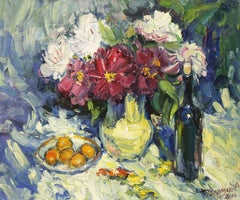 Russian Contemporary Art by Yuriy Demiyanov - Peonies and Apricots