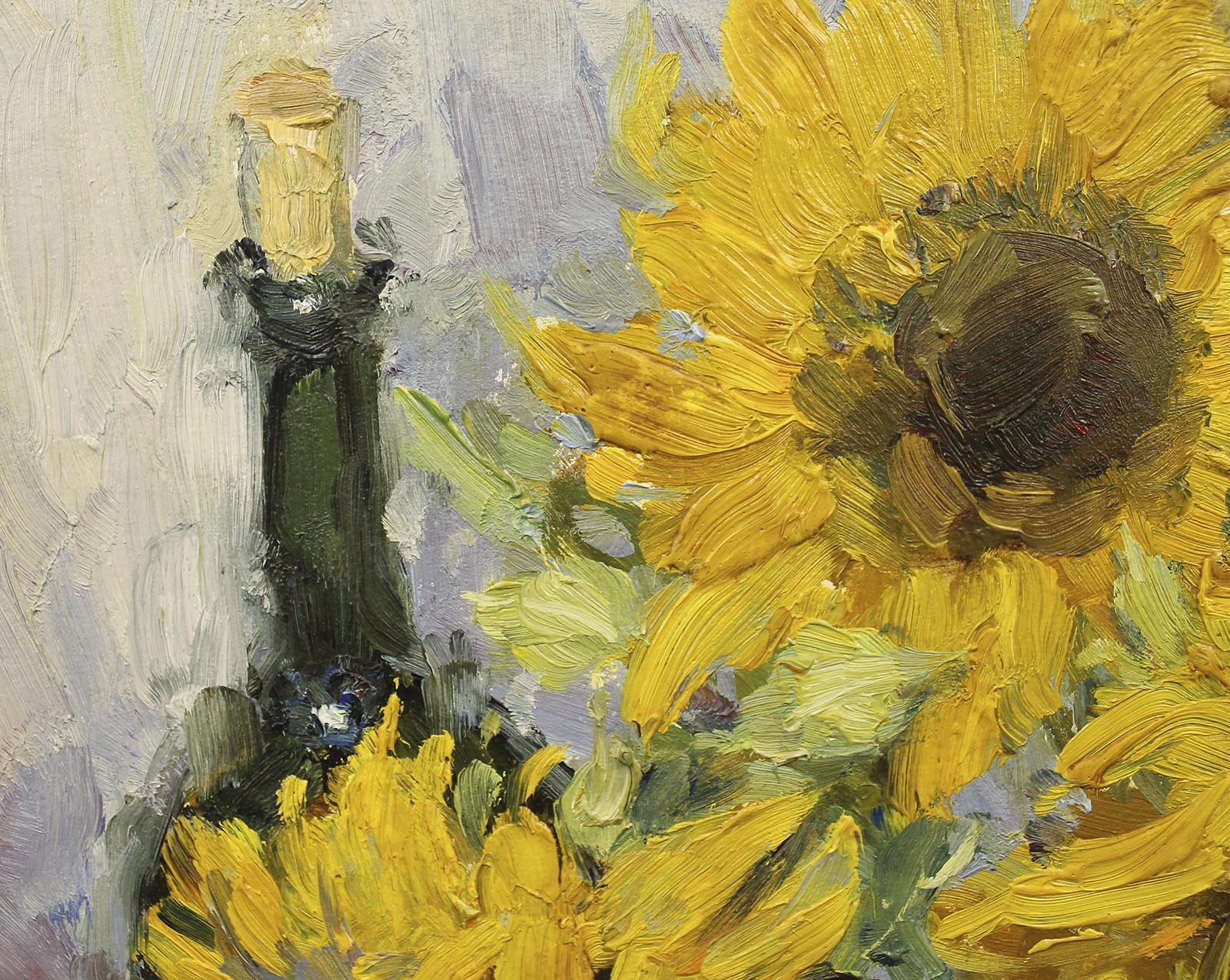 Russian Contemporary Art by Yuriy Demiyanov - September Sunflowers For Sale 1