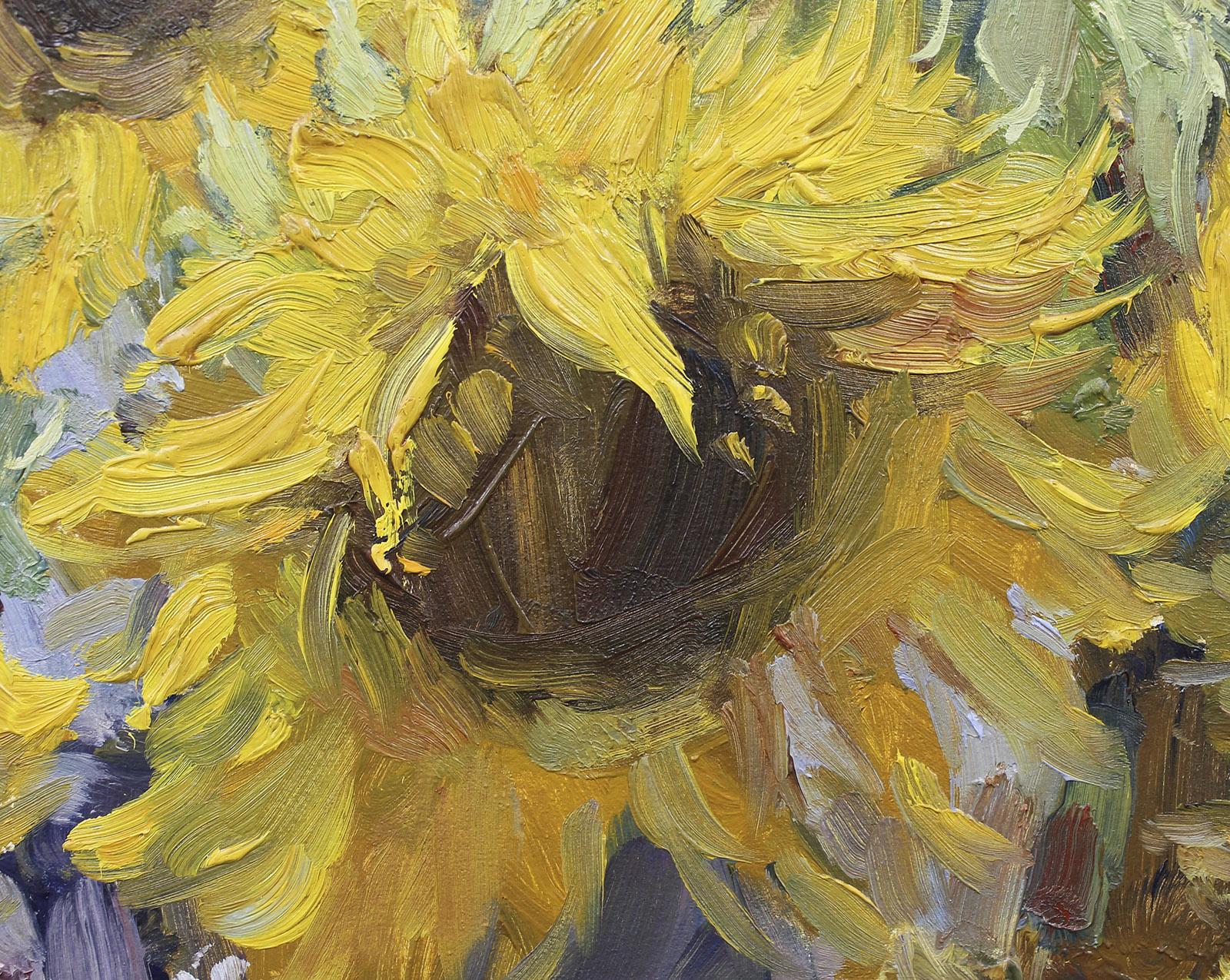 Russian Contemporary Art by Yuriy Demiyanov - September Sunflowers For Sale 3