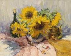 Russische zeitgenössische Kunst von Yuriy Demiyanov – September-Sonnenblumen