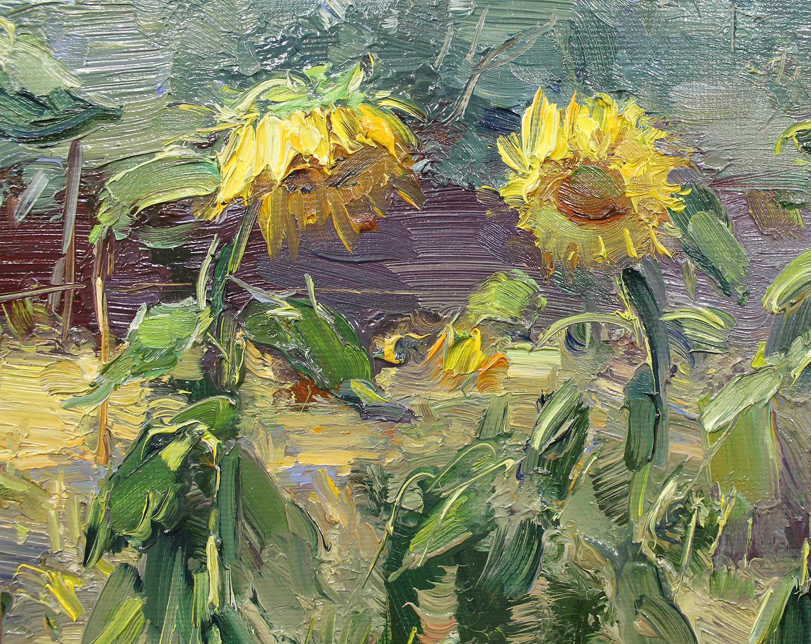 Russische zeitgenössische russische Kunst von Yuriy Demiyanov – Sonnenblumen im Angebot 7