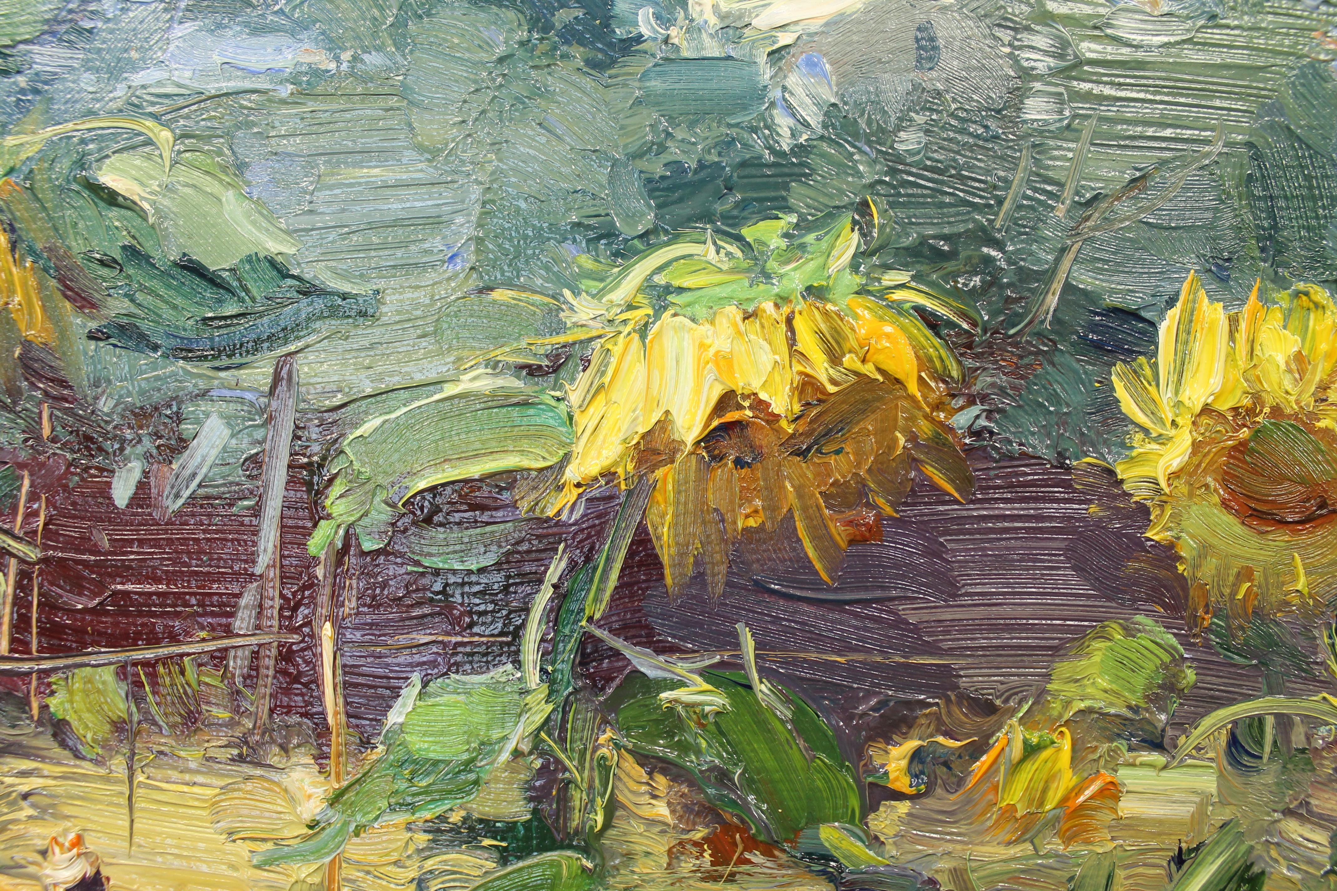 Russische zeitgenössische russische Kunst von Yuriy Demiyanov – Sonnenblumen im Angebot 9