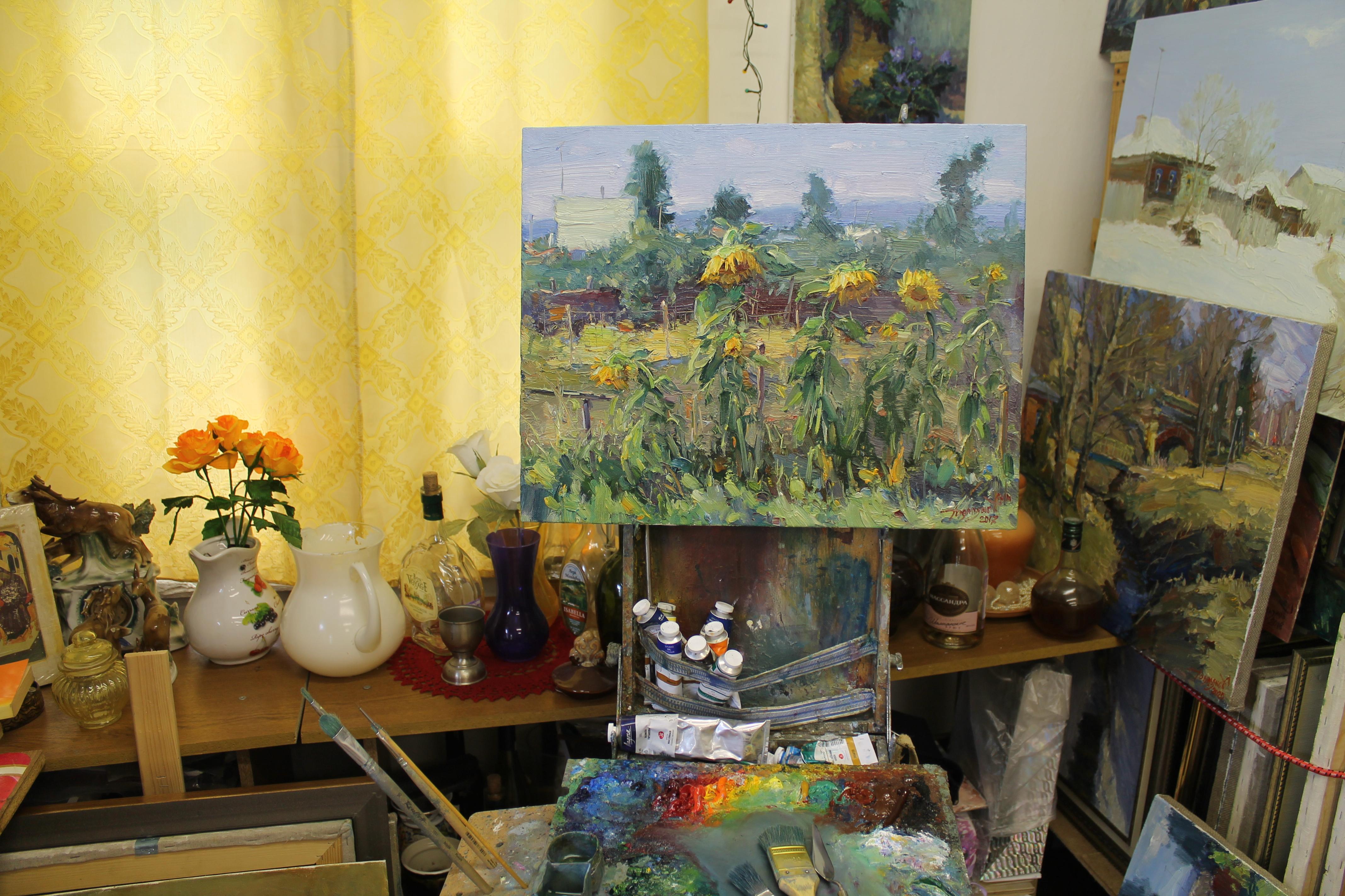Russian Contemporary Art by Yuriy Demiyanov - Sunflowers For Sale 1