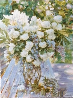 Blumen, impressionistisches Stillleben, Öl auf Leinwand, 2015