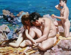 In the Sun, Realist Nude Painting, Oil on Hardboard, 2001