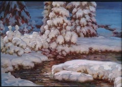 Winter Motif, Realist Landscape Painting, Oil on Canvas, 2020