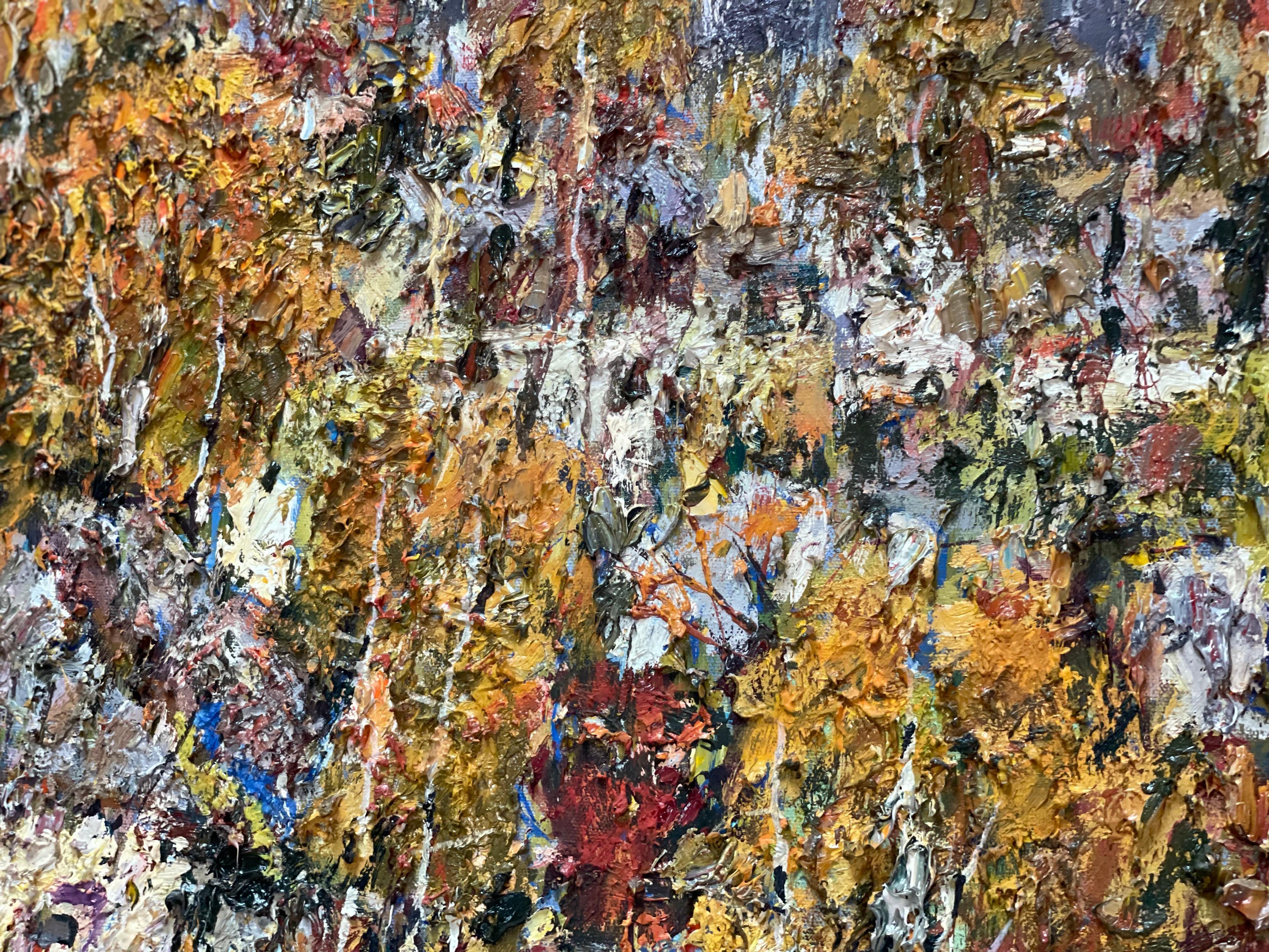 Golden Autumn - Expressionist Painting by Yuriy Savchenko