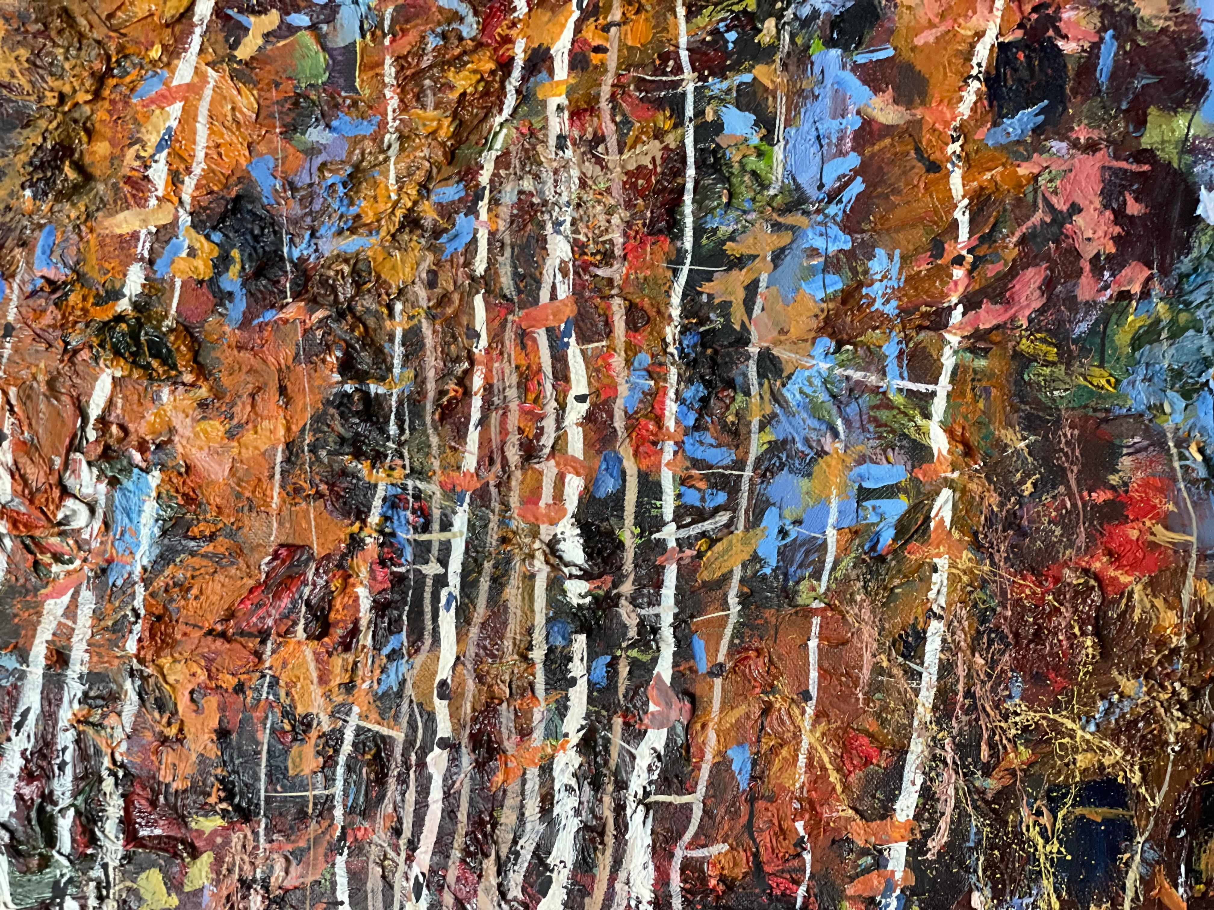 Golden Autumn - Expressionist Painting by Yuriy Savchenko