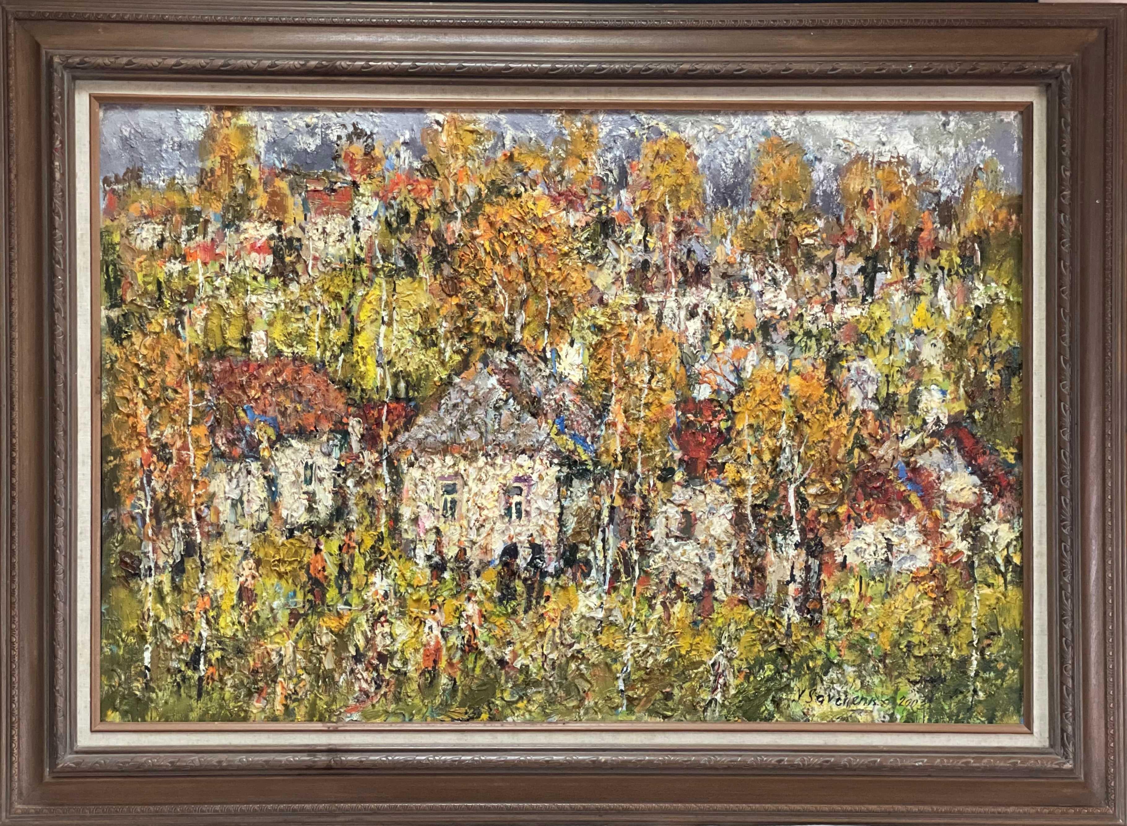 Yuriy Savchenko Landscape Painting – Goldener Herbst