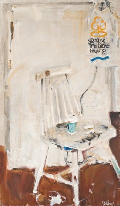 White Still Life With a Chair - 21st Century Contemporary Still Life Painting
