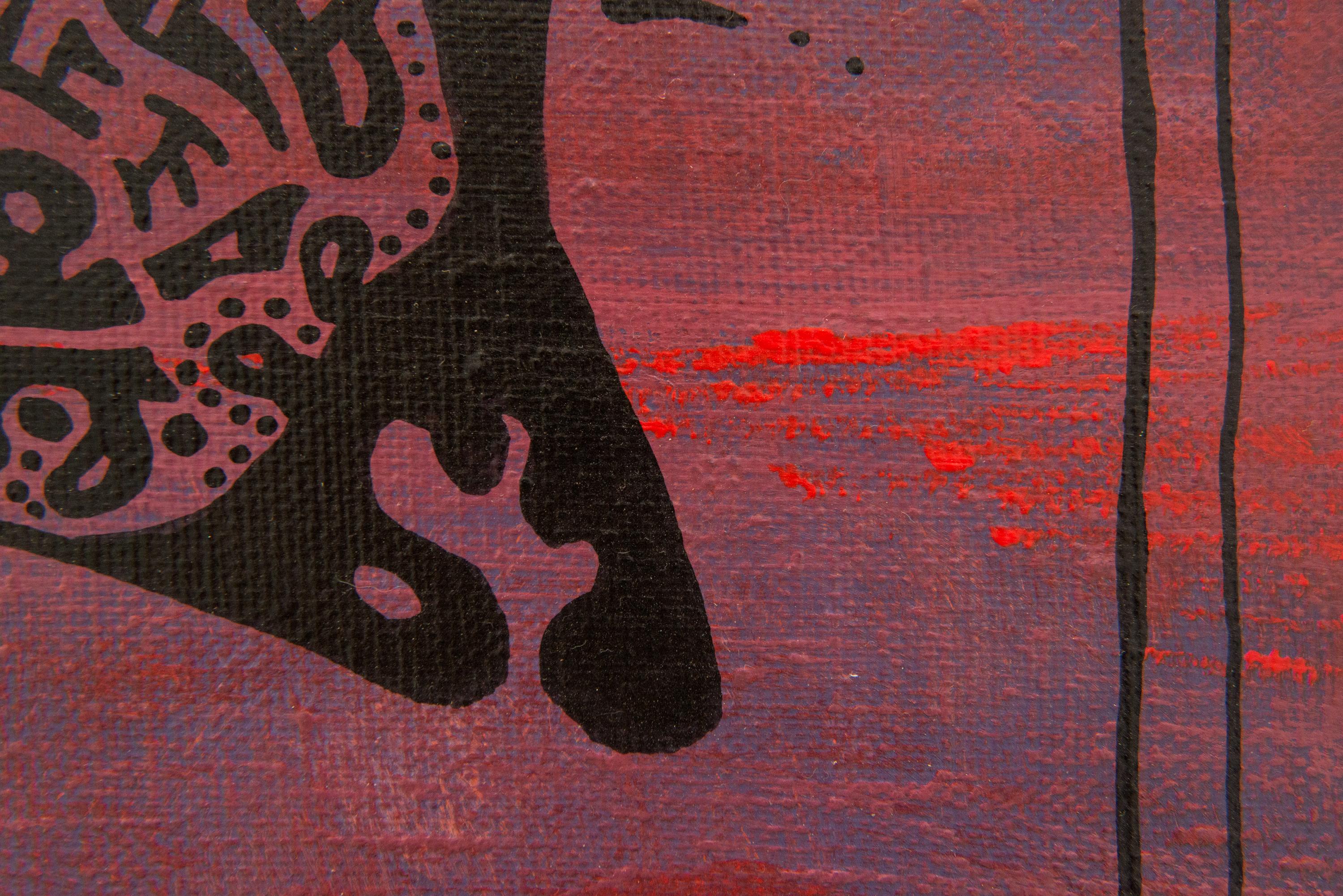 Dana, Contemporary Abstract Art Painting Canvas Tribal Woman Portrait Purple - Brown Portrait Painting by Yuriy Zakordonets