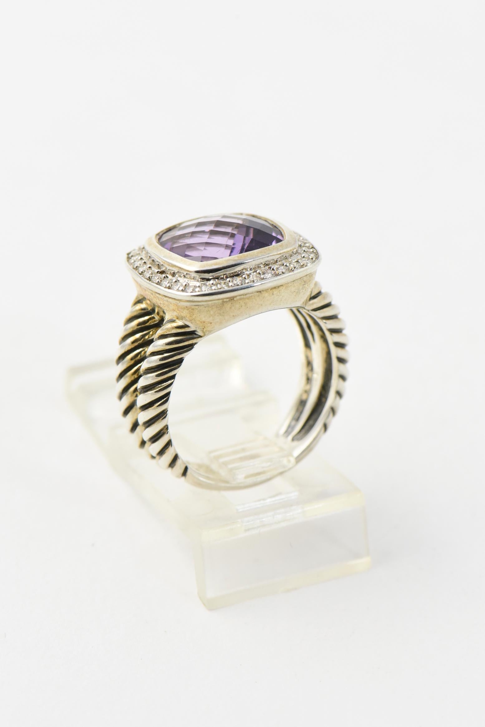 Yurman Albion-Ring aus Sterlingsilber mit Amethyst und Diamant Damen im Angebot