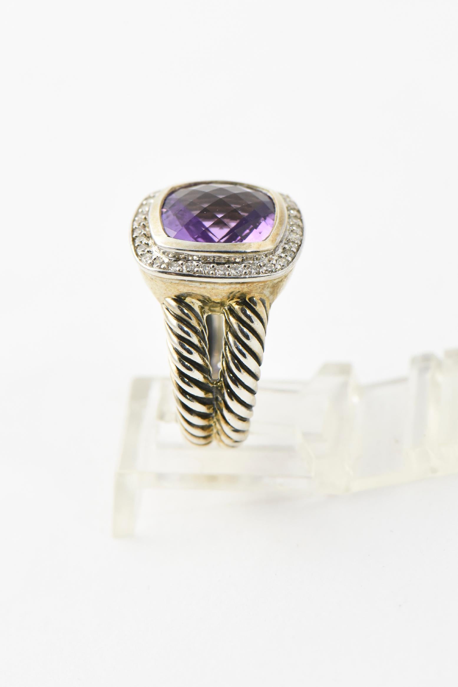 Yurman Albion-Ring aus Sterlingsilber mit Amethyst und Diamant im Angebot 1