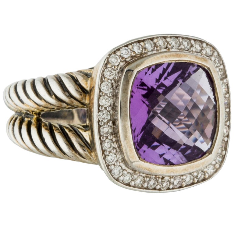Yurman Amethyst Diamond Sterling Albion Ring For Sale