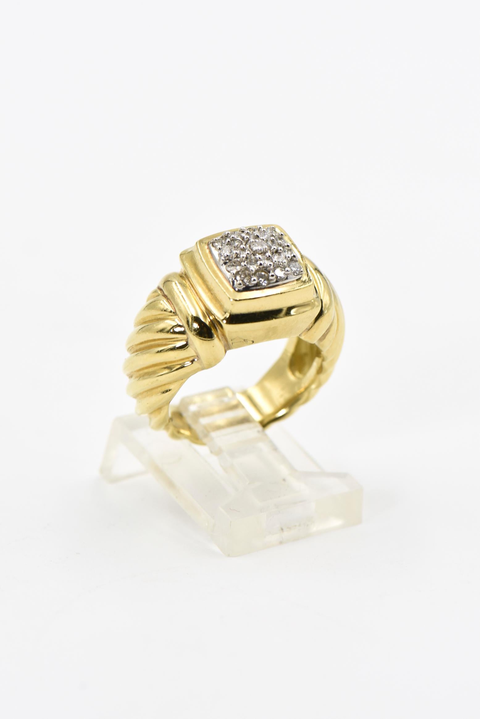 Taille ronde Bague câble David Yurman en or et diamants en vente