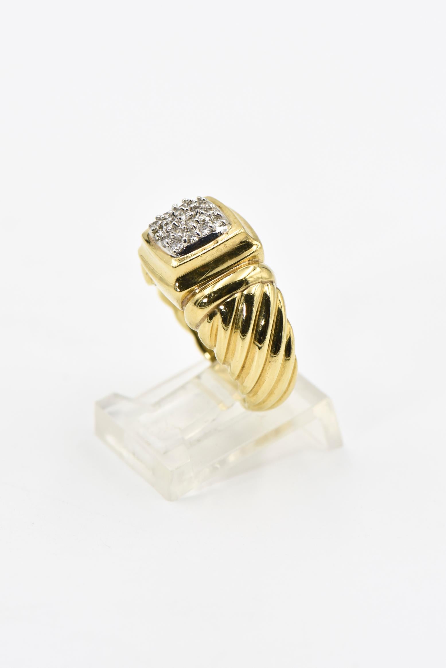Round Cut Yurman Diamond Gold Cable Band Ring For Sale
