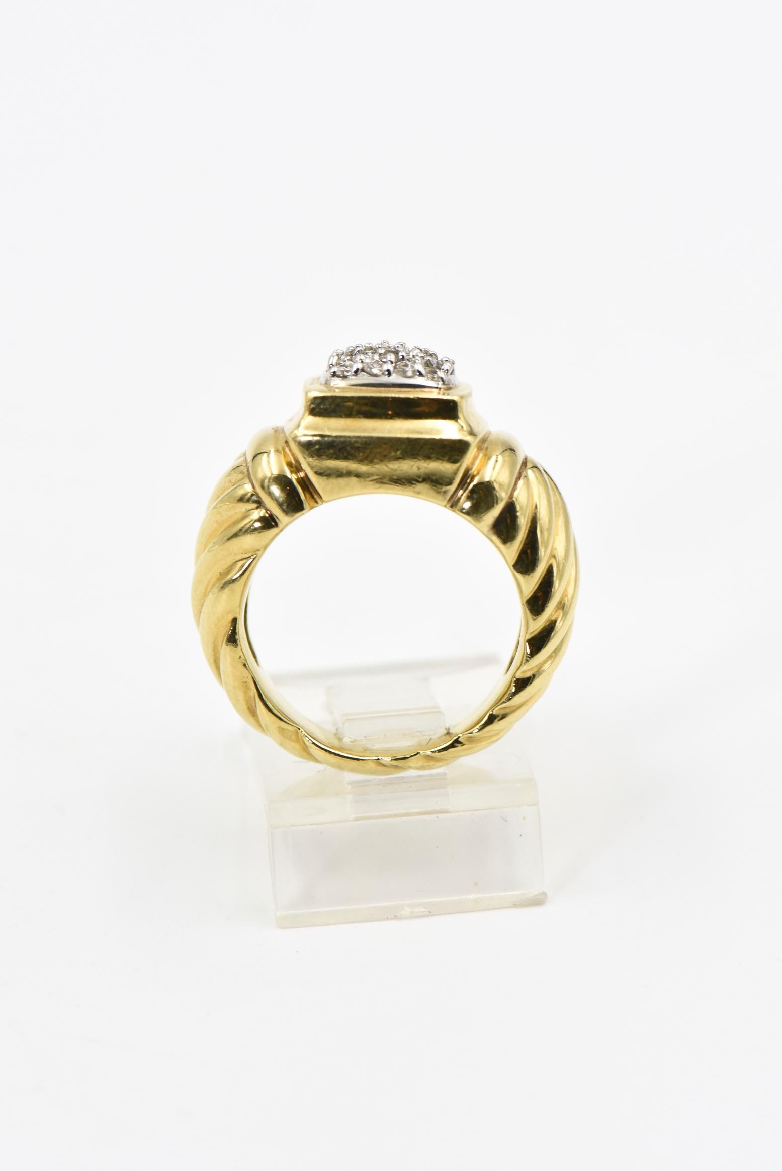 Yurman Diamond Gold Cable Band Ring In Good Condition For Sale In Miami Beach, FL