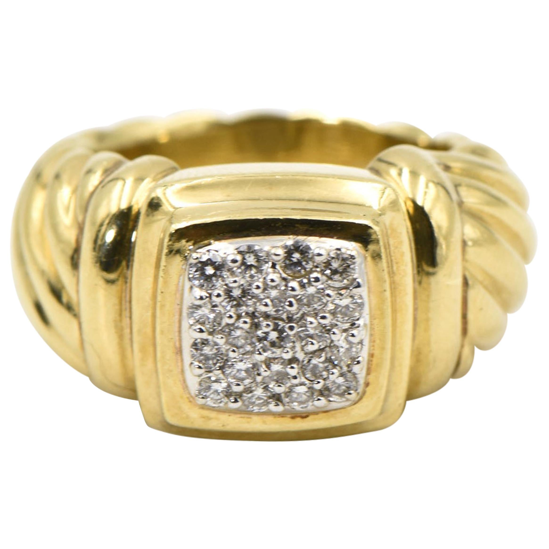 Yurman Diamond Gold Cable Band Ring For Sale