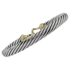 Yurman Bracelet câble épais de 7 mm en argent et 14 carats