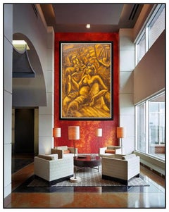 Yuri Yuroz Large 60 x 40 Oil Painting On Board Nude Female Modern Cubism Artwork