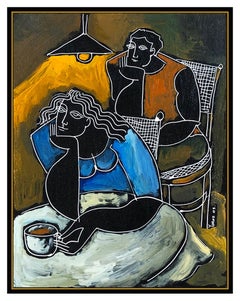 Yuri Yuroz Oil Painting On Board Original Modern Cubism Portrait Signed Artwork