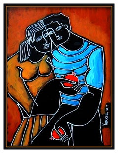 Yuri Yuroz Original Painting Oil Painting On Board Modern Cubism Portrait Art