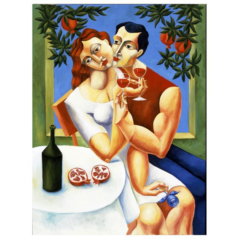 Yuroz Print - "Toast To Love" Hand Signed Limited Edition Serigraph on Canvas