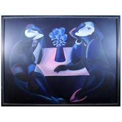 Yuroz Table of Negotiation Signed Contemporary Surreal Serigraph on Paper