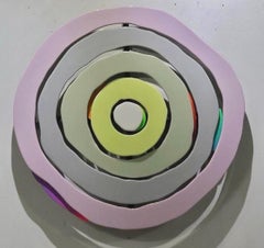 Acrylic on Wood Assemblage Painting Titled “Stellar Wave #1"  32 x 32