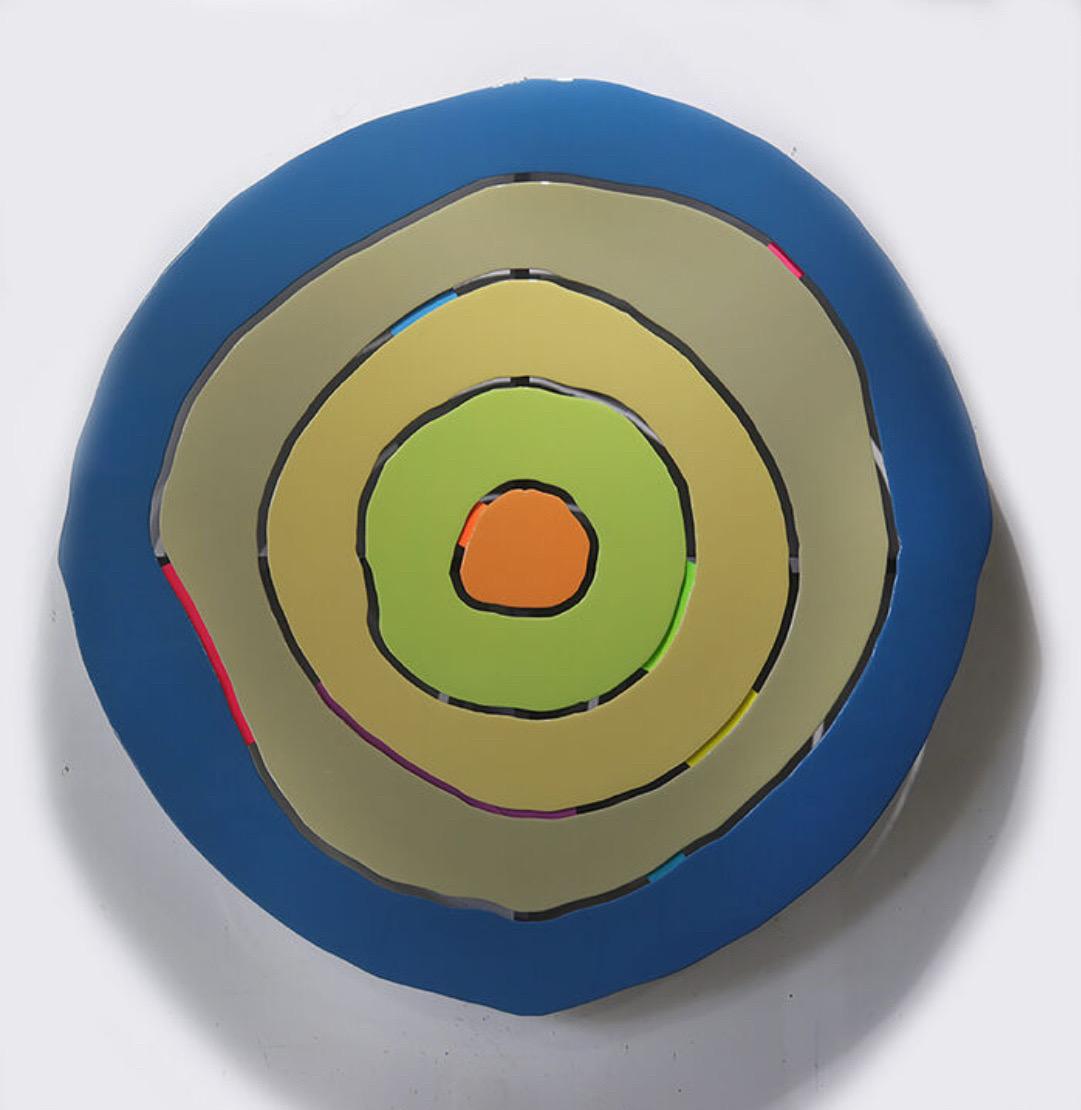Abstract Painting di Yury Darashkevich - Pittura d'assemblaggio acrilica su Wood intitolata "Onde stellari #3".
