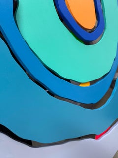 Pittura d'assemblaggio acrilica su Wood intitolata "Onde stellari #5".