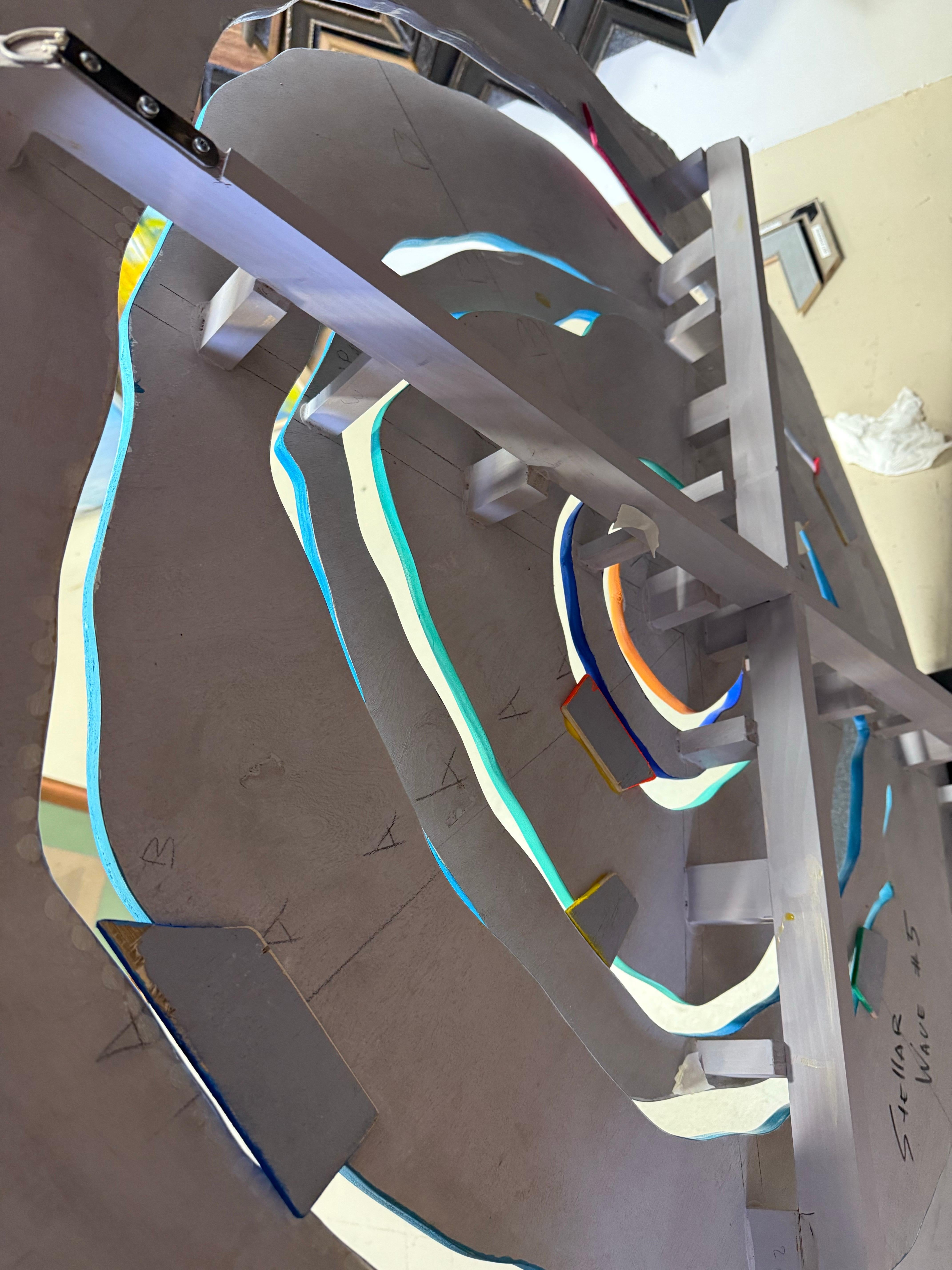 Pittura d'assemblaggio acrilica su Wood intitolata 