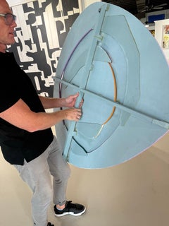 Acrylic on Wood Assemblage Painting Titled “Stellar Waves #7”  48 x 49